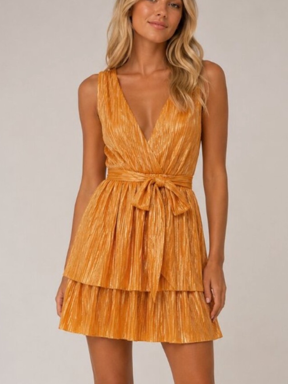 New! Sabina Musayev Mandarin V-Neck Belted Mini Dress Size Small 8496